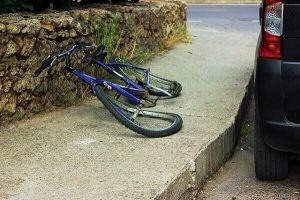 A wrecked bicycle due to an accident in Bellingham early morning.